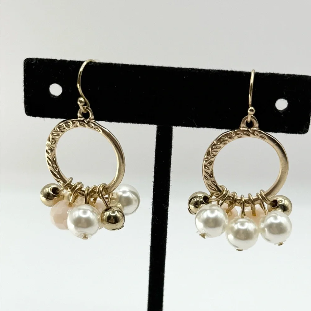 Jules B Gold Tone Pearl Dangle Earrings